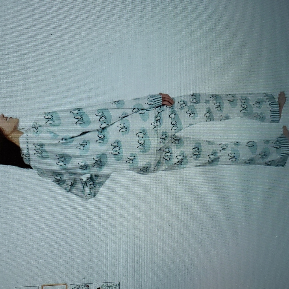 Munki Munki Penguin Flannel Pajama Set Sz XXL - Picture 3 of 8